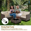 Outdoor Sectional Sofa Set with Beige Cushions, Storage Box & Glass Table for Patio, Garden, or Poolside - 3 of 4