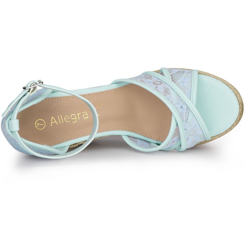 Allegra K Women's Ankle Strap Espadrille Wedge Heel Wedge Sandals, 4 of 7