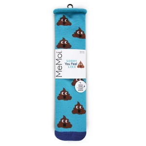 Memoi Sorry You Feel Like Poop Emoji Greeting Card Crew Socks Turquoise One Size - 1 of 4