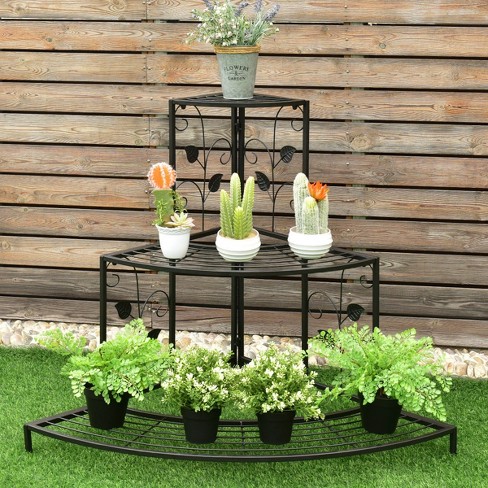 5-Tier Pine Wood Plant Stand Flower Pot Tall Display Racks Shelf