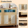 2 Fluted Acrylic Drawers and 4 Rattan Doors,Small Sideboard Buffet Cabinet,t for Kitchen, Dining Room， - 3 of 4