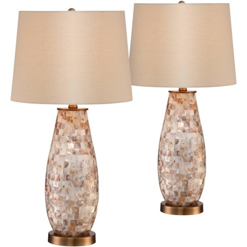 Pearl Tile Vase Beige Drum Shade, Mother Of Pearl Table Lamp Shade
