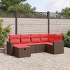 vidaXL 6 Piece Patio Sofa Set with Cushions Brown Poly Rattan - 2 of 4