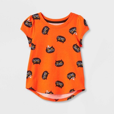 Toddler Girls' Halloween Cat Short Sleeve T-Shirt - Cat & Jack™ Orange