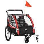 Aosom 2-in-1 Child Bike Traile, Baby Stroller with Brake, Storage Bag, Safety Flag, Reflectors & 5 Point Harness