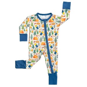 tiny knot co. Newborn, Infant Boys Buttery Soft Convertible Romper Foldover Mittens & Footies with Grippers TENCEL Modal One Piece Pajamas - 1 of 4