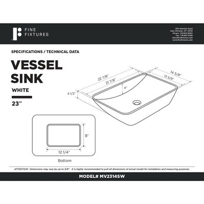 White Rectangular Ceramic Vessel Bathroom Sink