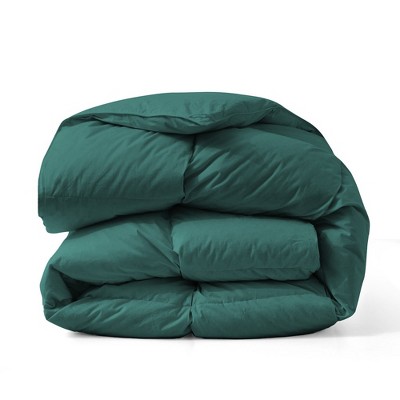 Peace Nest 100% Cotton White Goose Down Comforter Pleated Fluffy Feather Comforter Duvet Insert with Corner Tabs for All Seasons, Green