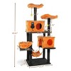 SEVOBAL Halloween Themed Cat Tree for Large Cats Tower with 2 Condos Padded Perches Cozy Hammocks Scratching Posts Hanging Toy, Orange, 61"*24"*47" - 3 of 4