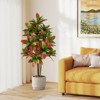 Tangkula 5 FT Artificial Croton Plant w/ Multi-colored PEVA Leaves Solid Wood Trunk - 4 of 4
