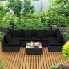 Costway 7PCS Patio Rattan Sofa Set Sectional Conversation Furniture Set Garden Black - 2 of 4