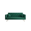Akoasm Convertible Velvet Sofa for Small Living Rooms, Bedrooms & Offices-Green - 3 of 4