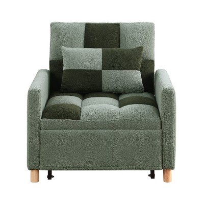 Dsvimoy Accent Chair Convertible Sleeper Chair with Pillow and Adjustable Function for Living Room, Green, 46"*26.8"*12.5"
