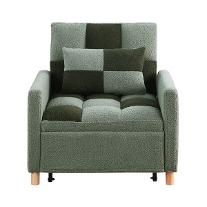 Dsvimoy Accent Chair Convertible Sleeper Chair with Pillow and Adjustable Function for Living Room, Green, 46"*26.8"*12.5" - 1 of 4