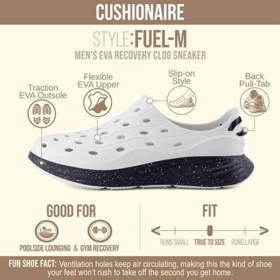CUSHIONAIRE Fuel EVA Recovery Shoes for Men, Lightweight Slip On Waterproof Shoes with Cushioned Footbed and Ventilated Design, IVORY/BLACK 8 — фото 2
