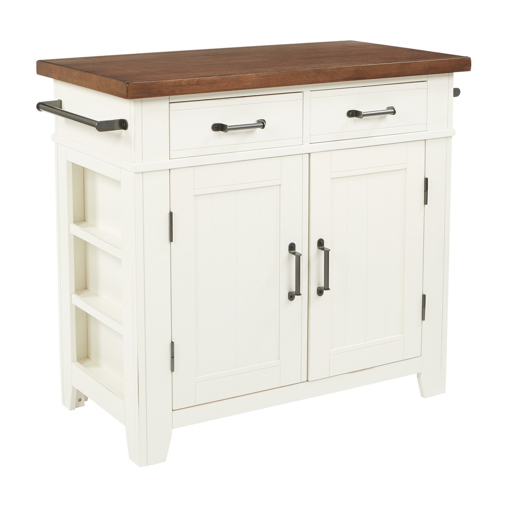 Urban Farmhouse Kitchen Island With Solid Wood Finished Top  - OSP Home Furnishings