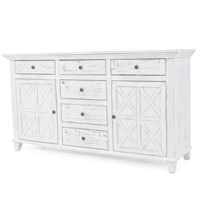 Bianca 6 Drawer Dresser Chest Rustic White - Linon