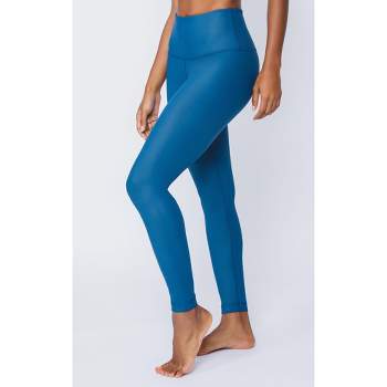 90 Degree By Reflex Interlink Faux Leather High Waist Cire Ankle Legging -  Reflecting Pond - Small : Target