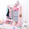 Girls Dress Up Storage Armoire with Light & Mirror, Kids Play Wardrobe with Clothing Rack and Storage Bin, Toy Organizer - 3 of 4