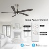 Parrot Uncle 54" Brushed Nickel Modern LED Ceiling Fan with Lights and Remote for Covered Outdoor, Living Room - 2 of 4