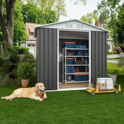 Outdoor Metal Storage Shed,storage Shed With Aluminum Alloy Frame With Metal Base,Tool Shed For Patio Garden Backyard-Coolbibila