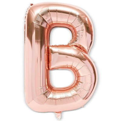 Sparkle and Bash 2 Packs Jumbo Letter "B" Rose Gold Foil Balloons 40" for Party Decorations