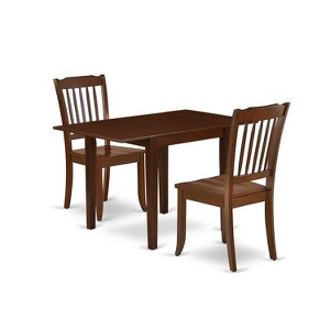 HomeStock 3-Piece Mahogany Finish Solid Wood Top Dining Table Set - 1 of 4