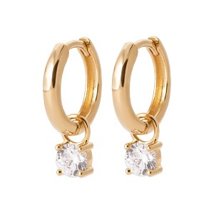 Saint Roman La Bastide Sterling Silver Hoop Earrings with Charms - Rhodium-Plated, Sparkling Zirconium Oxide Accents - 1 of 3