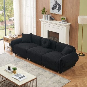 NicBex Couches for Living Room 112"Inch Modern Teddy Upholstered 3 Seater Sofa Couch with Sturdy Hardware Foot Support and 3 Throw Pillows - 1 of 4