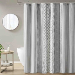 BAGOKIE 72"x72" Cotton Striped Shower Curtain, Pack of 1 - 1 of 4