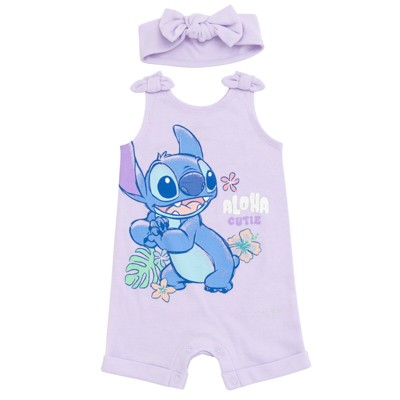 Disney Lilo & Stitch Newborn Baby Girls French Terry Romper And ...