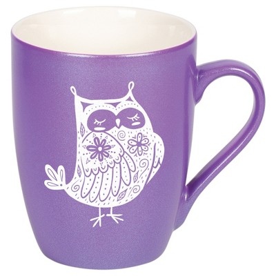 Elanze Designs 10 Ounce Metallic Finish New Bone China Tea Coffee Cup Mug� Passion Purple Garden of Flowers Owl