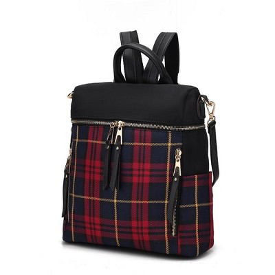 MKF Collection Nishi Women's Plaid Backpack Bag by Mia K