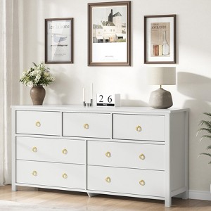 coucheta Round Handle Chest of Drawers Flat Panel Dresser Wooden Bedroom Storage - 1 of 4