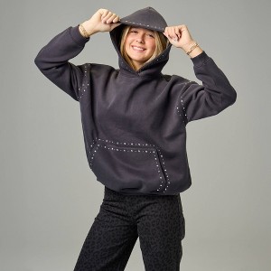 Pacsun Kids Girls' Oversized Embellished Fleece Hoodie - Black M : Target