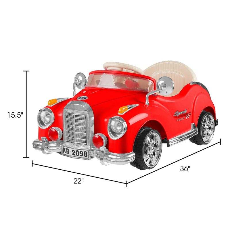 Toy Time Kids' Ride-On Toy - 6V Battery-Operated Classic Coupe Car with Remote Control and AUX Input- Red, 5 of 8