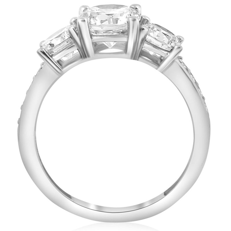 Pompeii3 1 1/2ct 3-Stone Diamond Engagement Ring 14K White Gold, 2 of 6