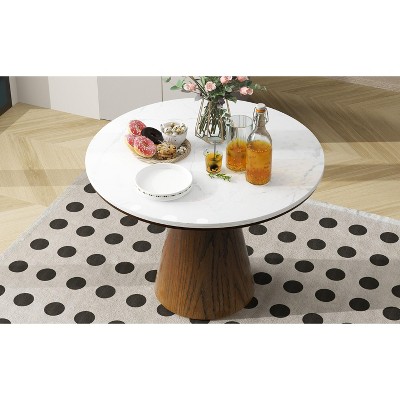 NicBex Dining Table Kitchen Table Retro Round Dining Table for 4 Minimalist Elegant Table for Kitchen and Dining Room