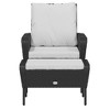 vidaXL Black Poly Rattan Modern Outdoor Patio Chair and Footstool Set - Weather Resistant, Sturdy Steel Frame - 3 of 4