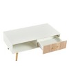GlasFlength End Table, Modern Rattan Coffee Table with Sliding Door Storage for Living Room, White, 40.94"*21.26"*16.34" - 2 of 4