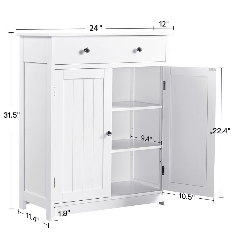 Yaheetech Wooden Bathroom Cabinet with Adjustable Shelf, 4 of 9
