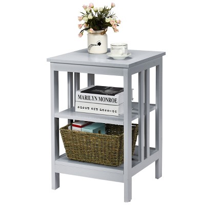 Tangkula 3-tier Side Table Nightstand Sofa End Table Storage Display Shelf