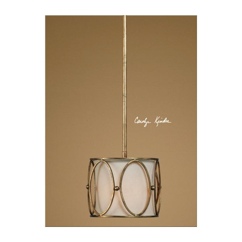 Diva At Home 54" Round Cream Shade with Golden Oval Accented Mini Pendant Light, 1 of 2