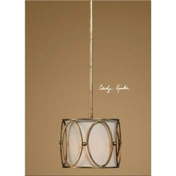Diva At Home 54" Round Cream Shade with Golden Oval Accented Mini Pendant Light