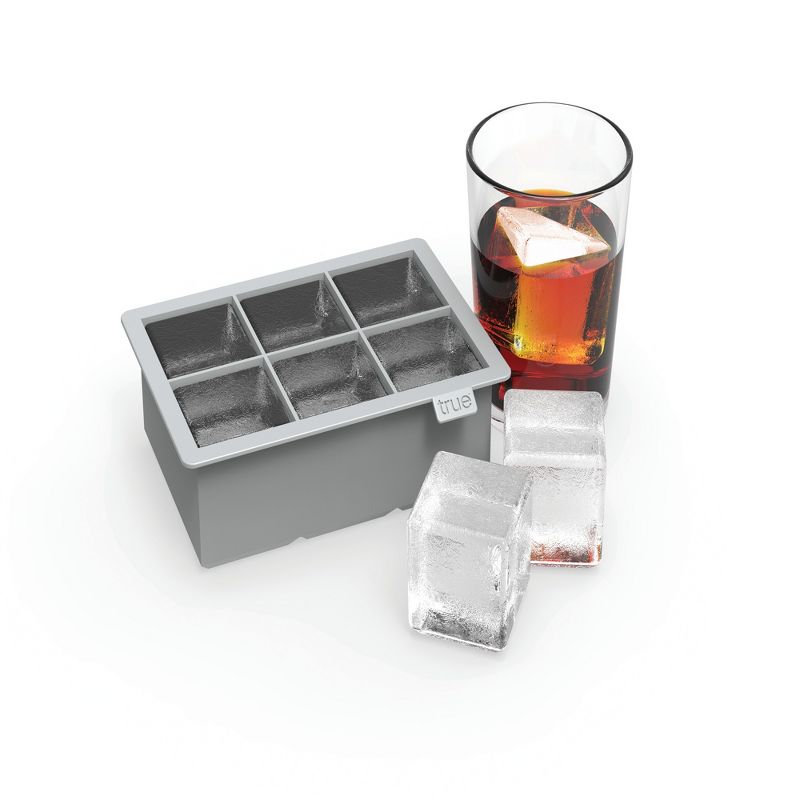 True Colossal Ice Cube Tray, Extra Large Ice Cubes, Dishwasher Safe Flexible Silicone Ice Cube Tray, Makes 6 2 Inch Ice Cubes, Grey, Set of 1, 3 of 5