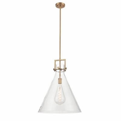 Newton Cone - 1 Light Stem Hung Pendant In Industrial Style-22.75 Inches Tall and 18 Inches Wide