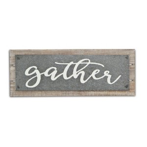 Cheung's Lucia Painted Galvanized & Wood Gather Wall Sign - 1 of 4