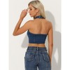 Allegra K Women's Sleeveless Button Front Halter Denim Crop Tank Top - image 3 of 4