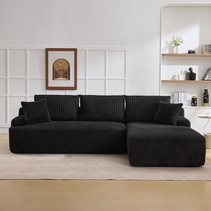ODK Corduroy Couch, 106" Modular Sectional Sofa, Cloud Sectional Couch with L-Shape Chaise, Sponge Sofafor Living Room Bedroom, No Assembly Required - 1 of 4