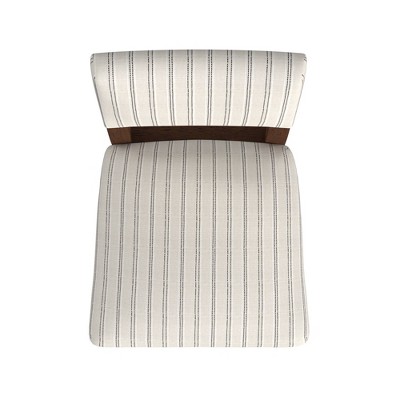 White and Black Striped Upholstered Wood Counter Stool